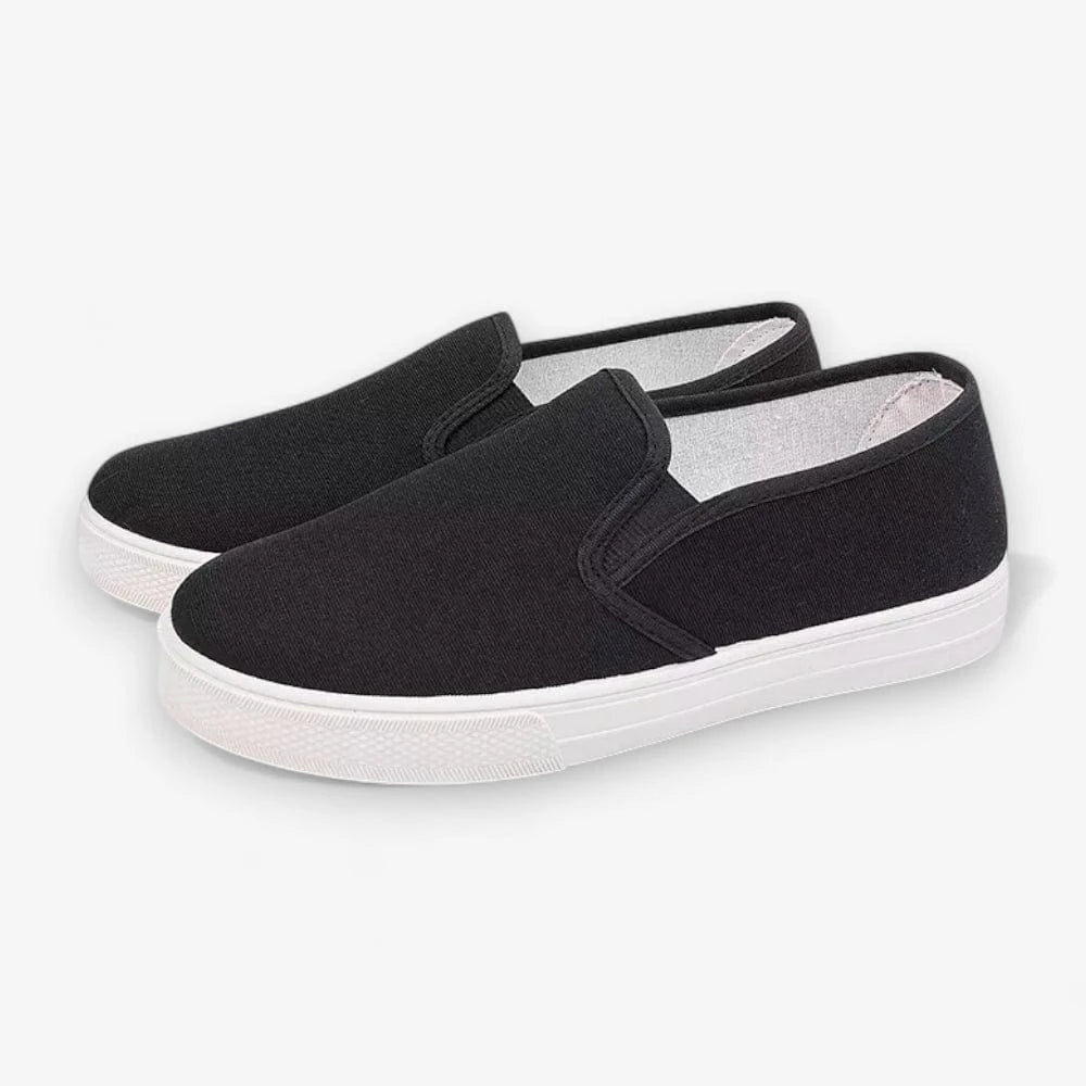 AtelierMocassin Noir / 36 Mocassins Femme en Toile Noir Antidérapant