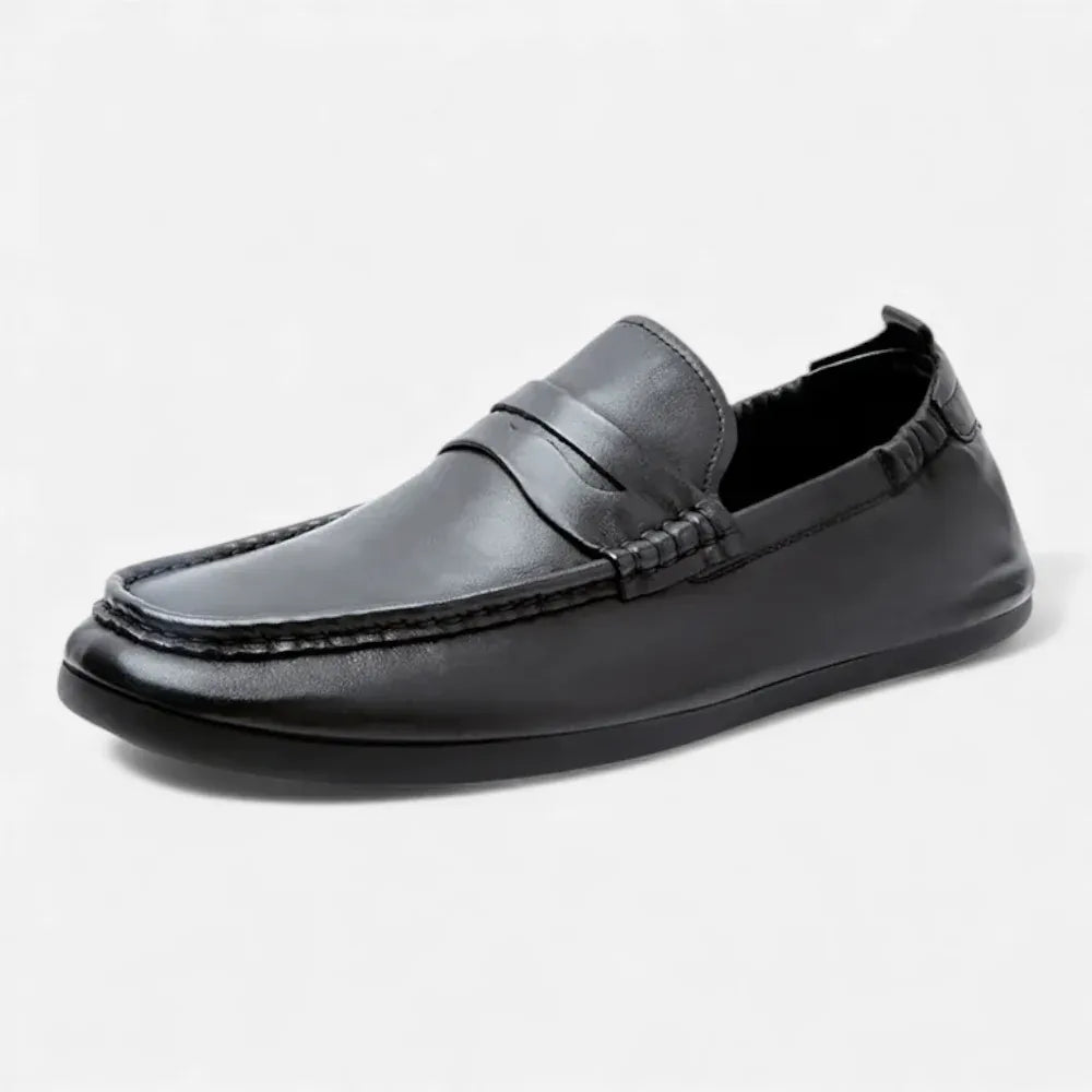 AtelierMocassin Noir / 36 Mocassins Femme Penny Loafer Souples en Cuir Noir