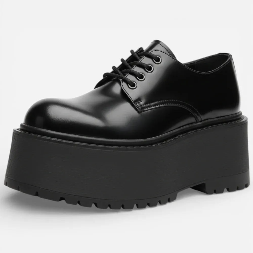 AtelierMocassin Noir / 38 Derby Homme en Cuir Noir Plateforme
