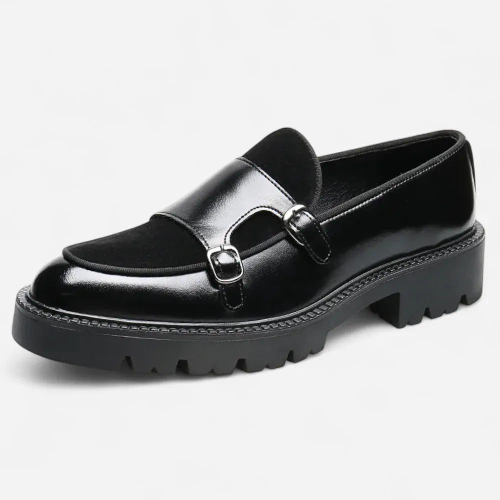 AtelierMocassin Noir / 38 Mocassin Homme en Cuir Plateforme Noir Vernis