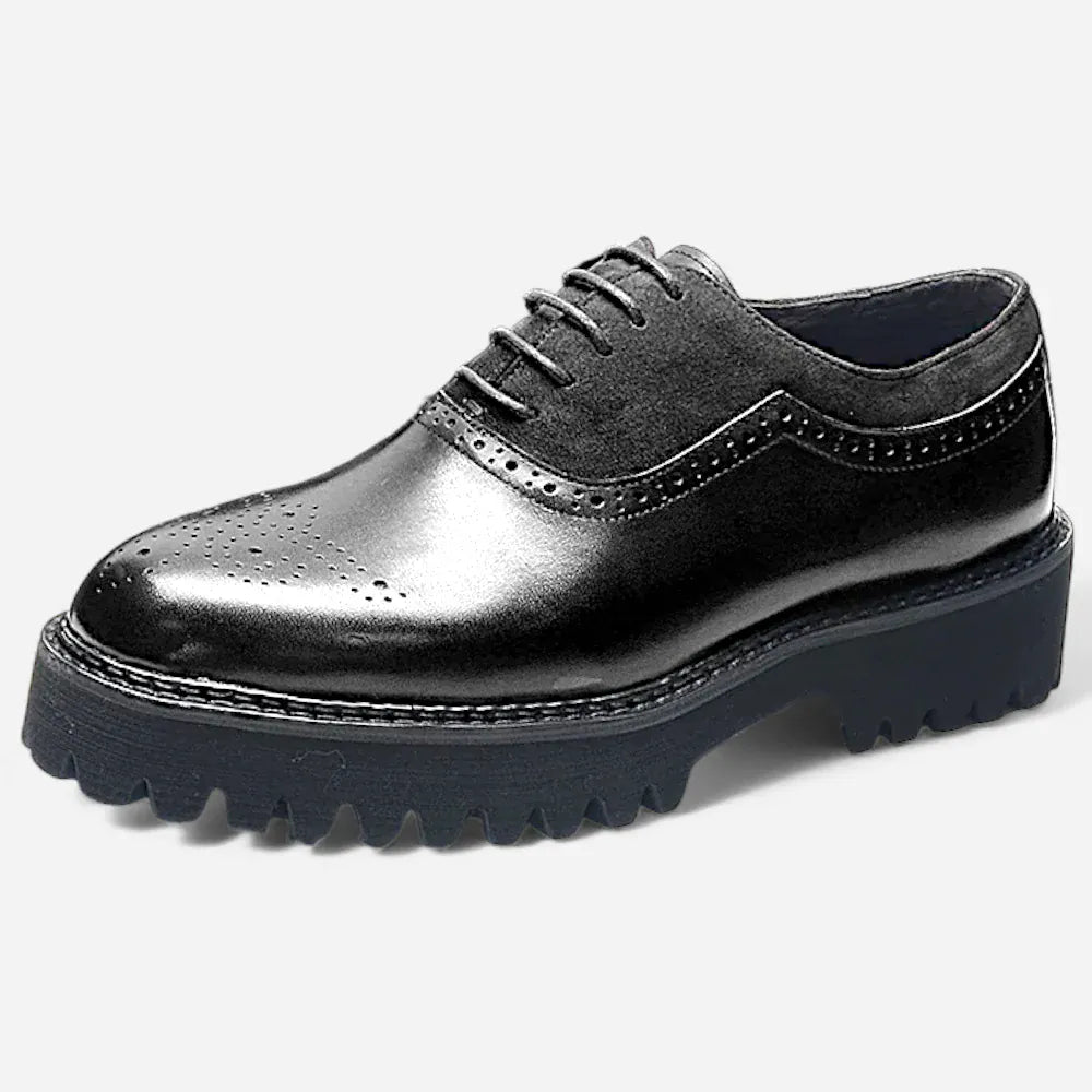AtelierMocassin Noir / 38 Mocassins Homme Derby en Cuir Noir Plateforme