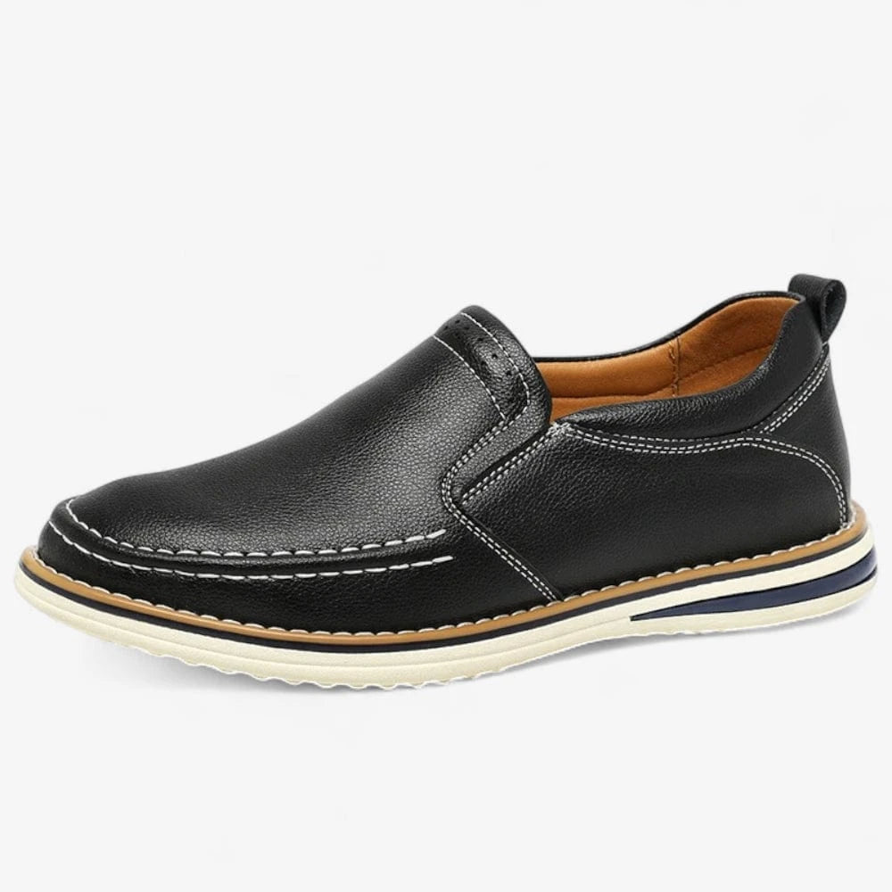 AtelierMocassin Noir / 38 Mocassins Homme en Cuir Noir – Confort Slip-on Casual