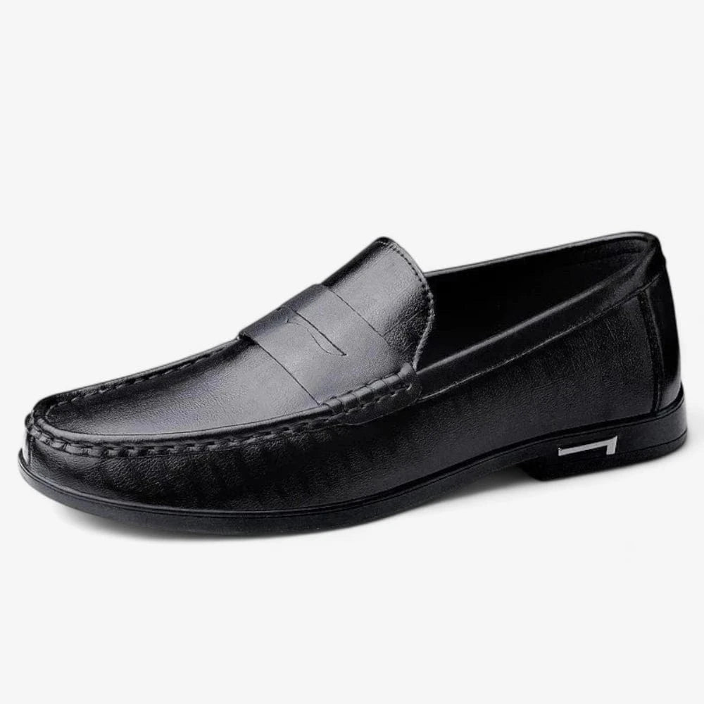 AtelierMocassin Noir / 38 Mocassins Homme en Cuir Noir Penny Loafer – Élégance Intemporelle