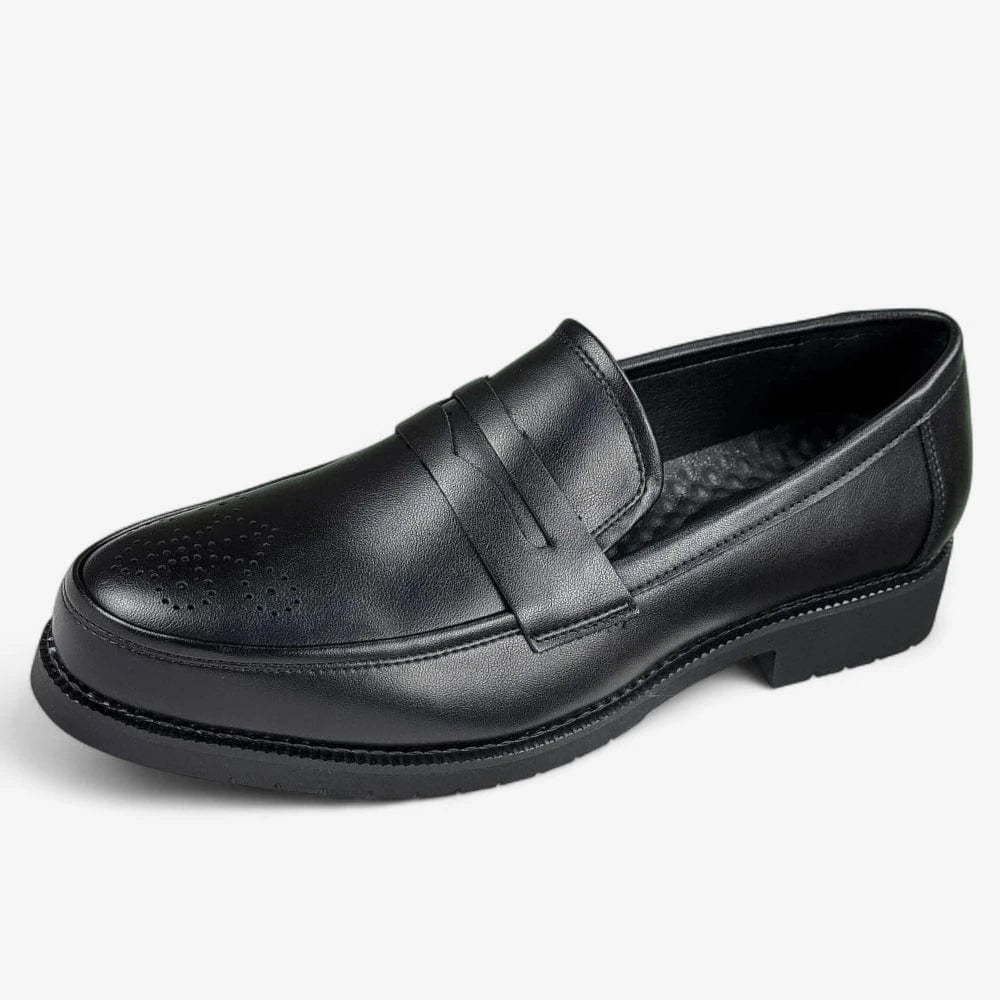 AtelierMocassin Noir / 38 Mocassins Homme en Cuir Noir Vernis Penny Loafer