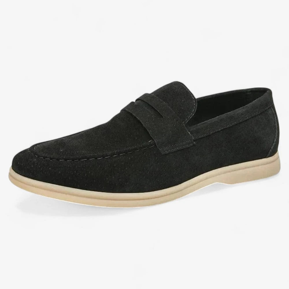 AtelierMocassin Noir / 38 Mocassins Homme en Daim Noir Penny Loafer