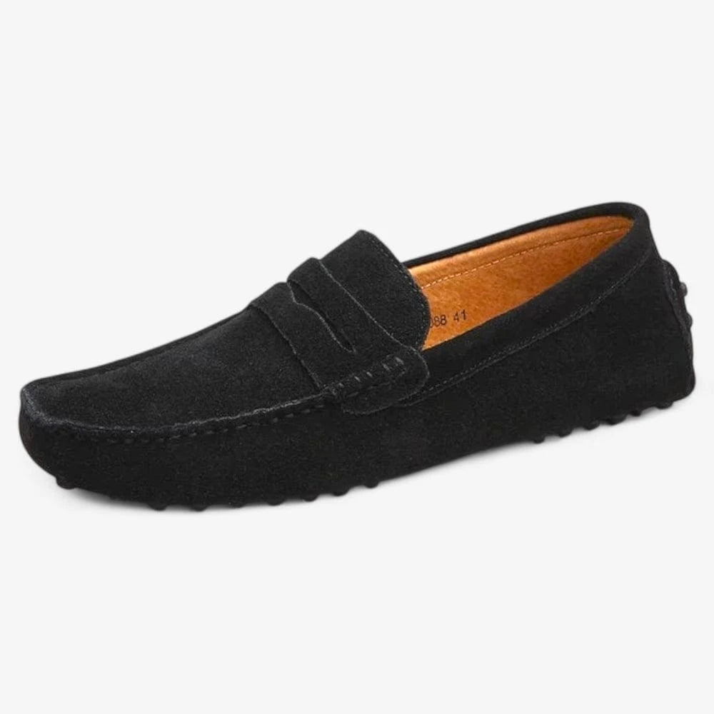 AtelierMocassin Noir / 38 Mocassins Homme en Daim Noir Souple