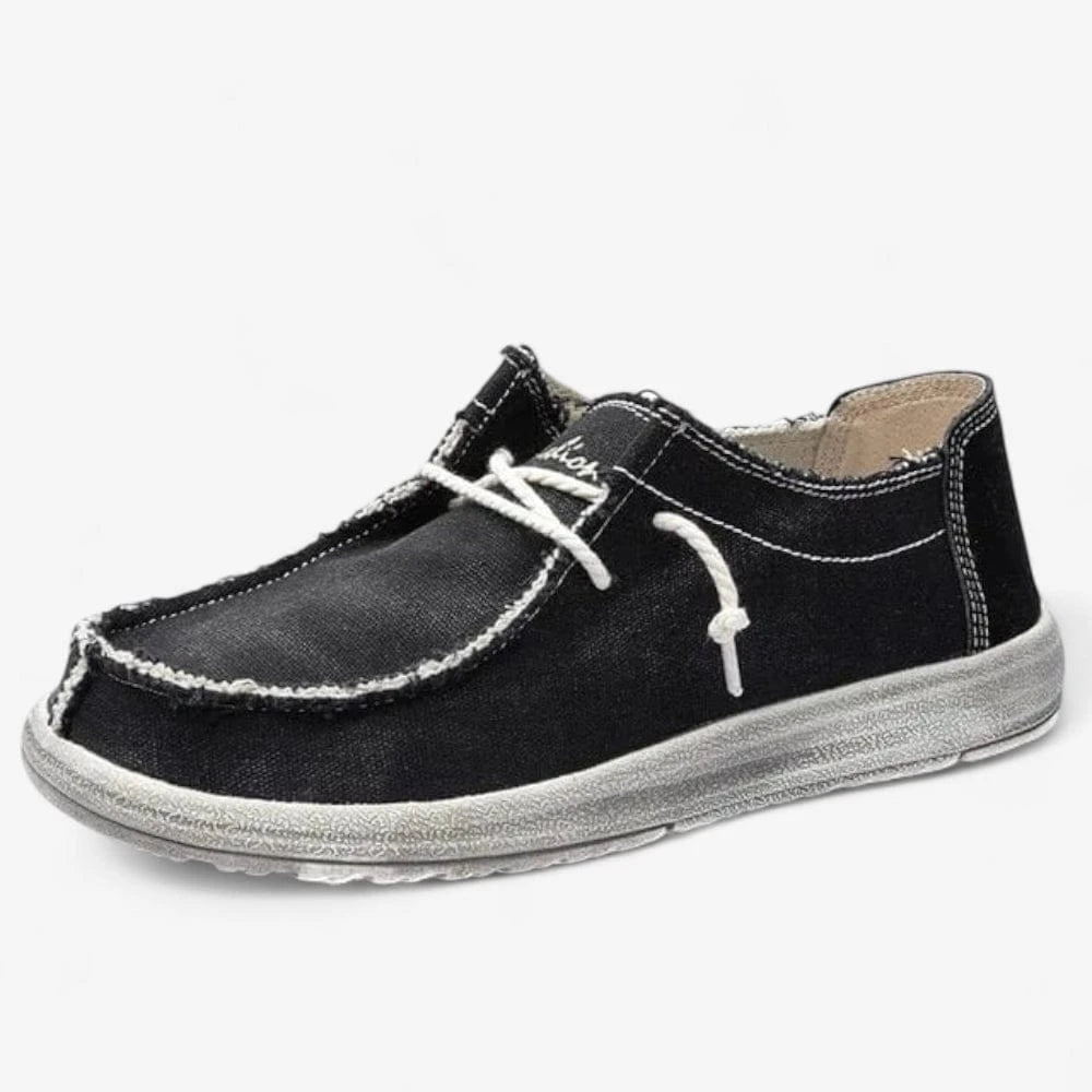 AtelierMocassin Noir / 38 Mocassins Homme en Toile Noire Décontractés