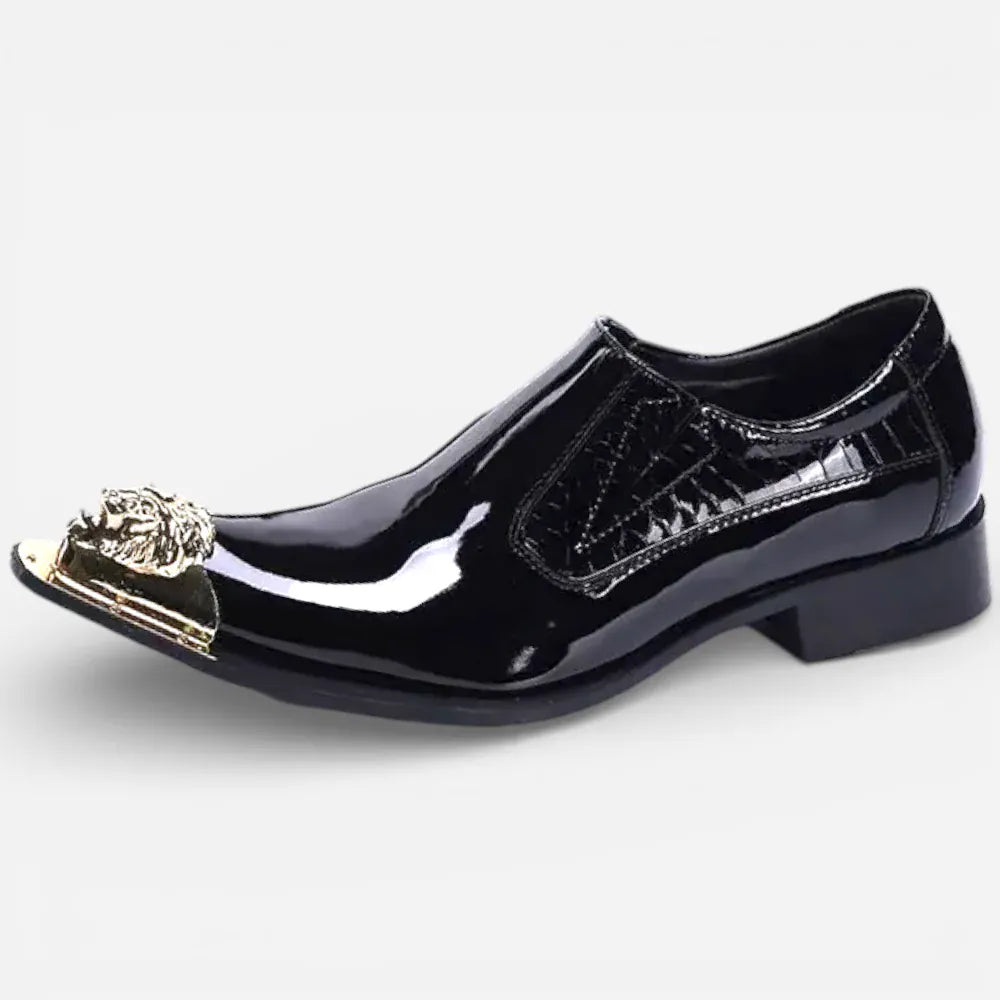 AtelierMocassin Noir / 38 Mocassins Pointus Homme en Cuir Noir Verni
