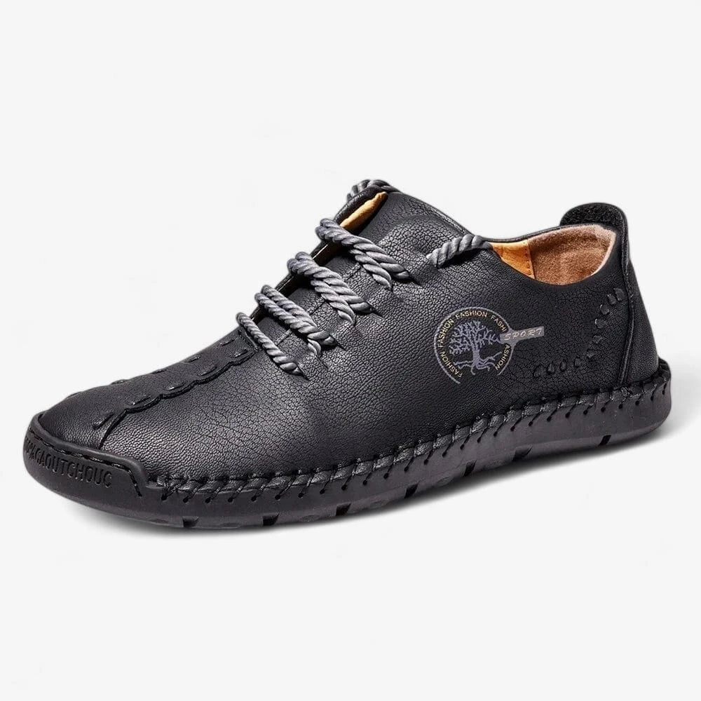 AtelierMocassin Noir / 39 Mocassins Homme en Cuir Noir Casual à Lacets – Style Confort et Moderne