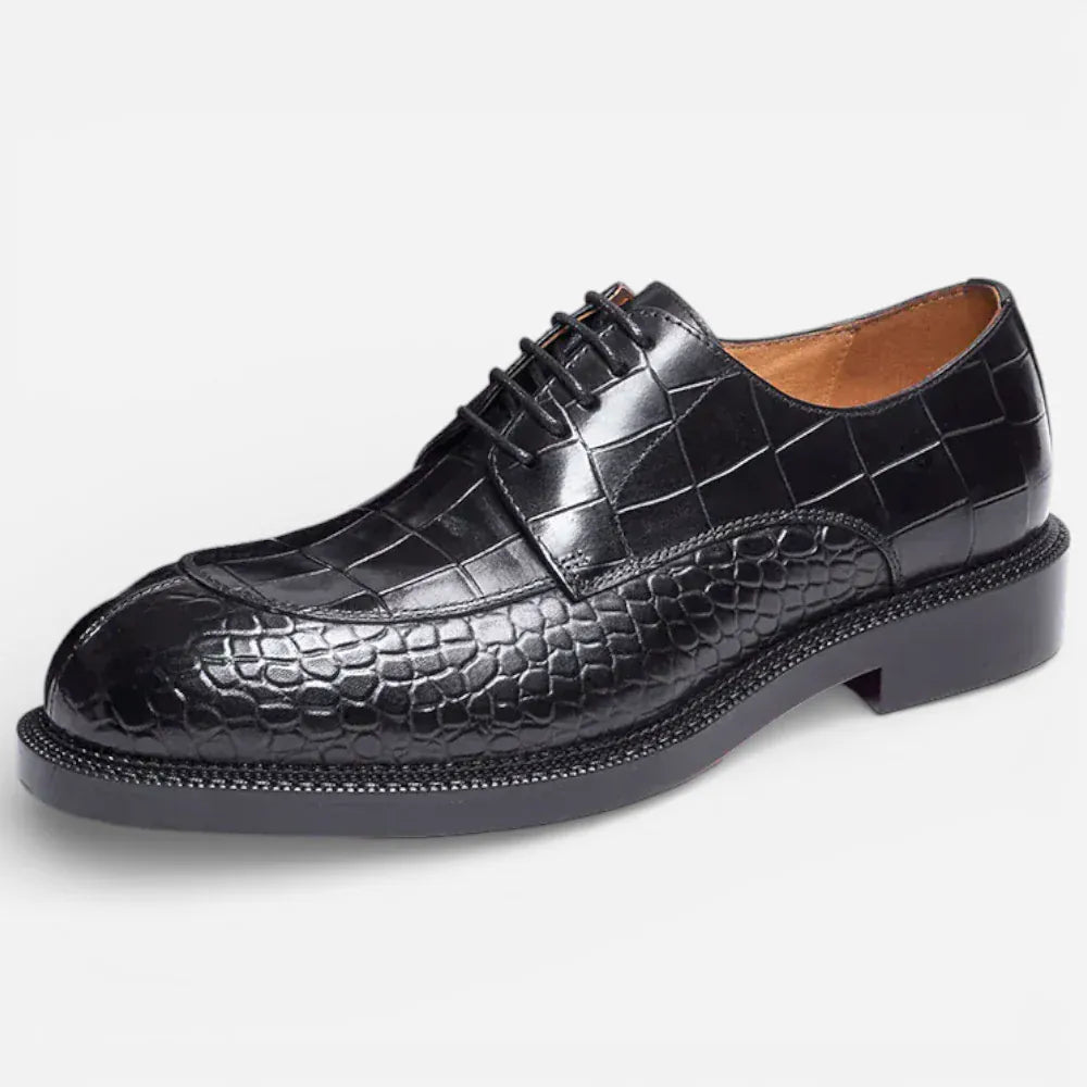 AtelierMocassin Noir / 39 Mocassins Homme en Cuir Noir Derby Crocodile