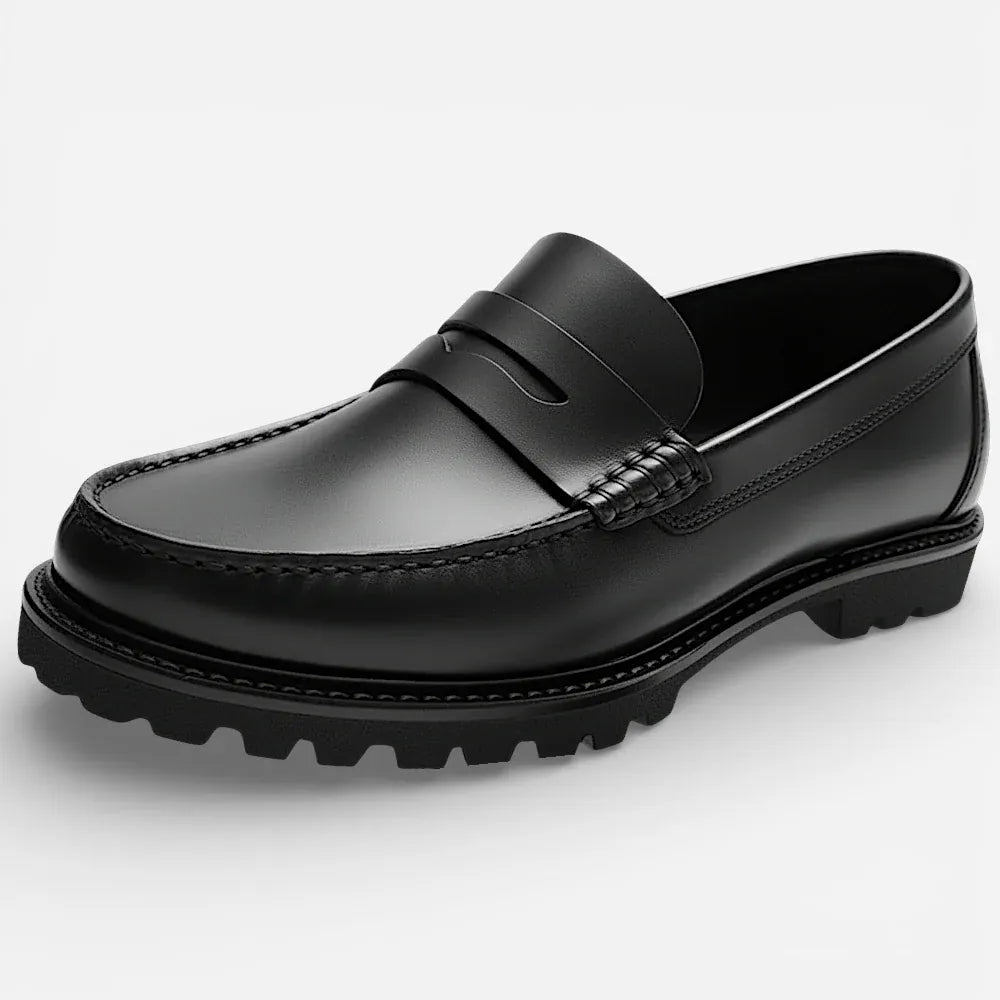 AtelierMocassin Noir / 39 Mocassins Homme en Cuir Noir Penny Loafer Slip-On