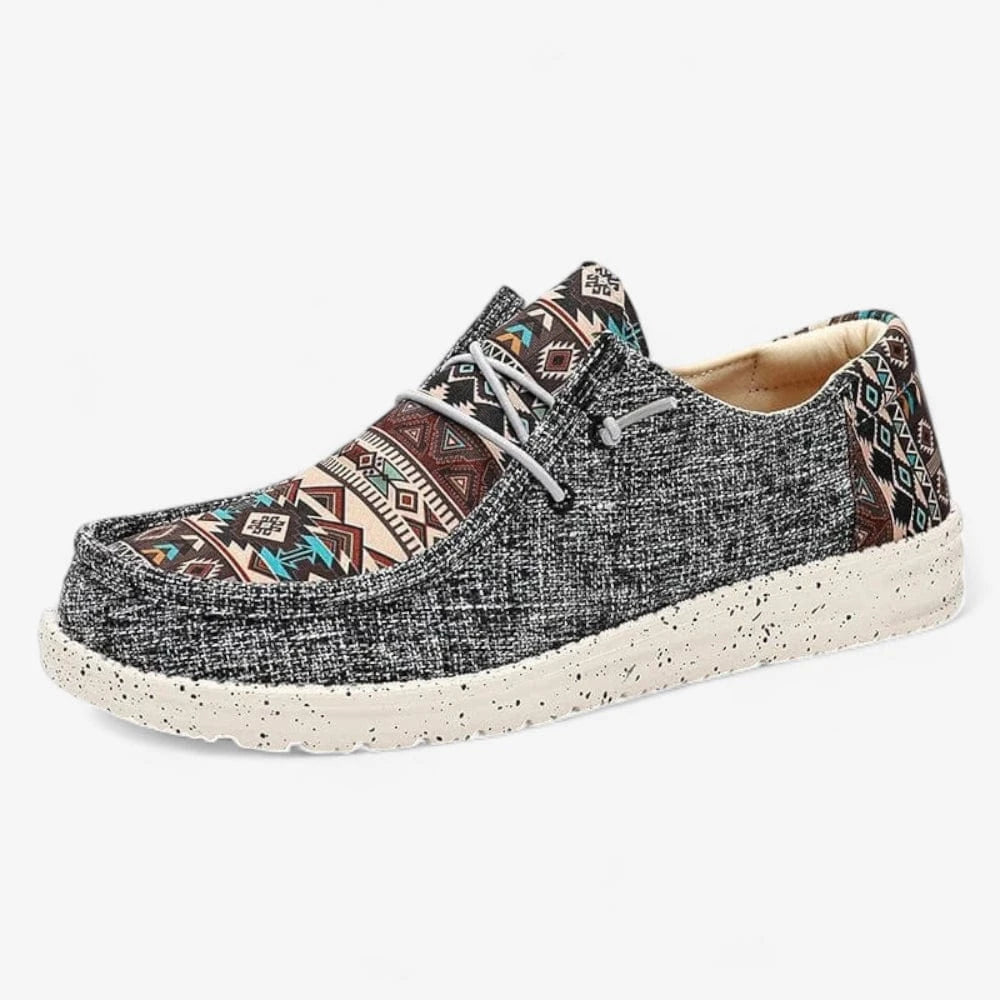 AtelierMocassin Noir / 39 Mocassins Homme en Toile Noir à Motifs