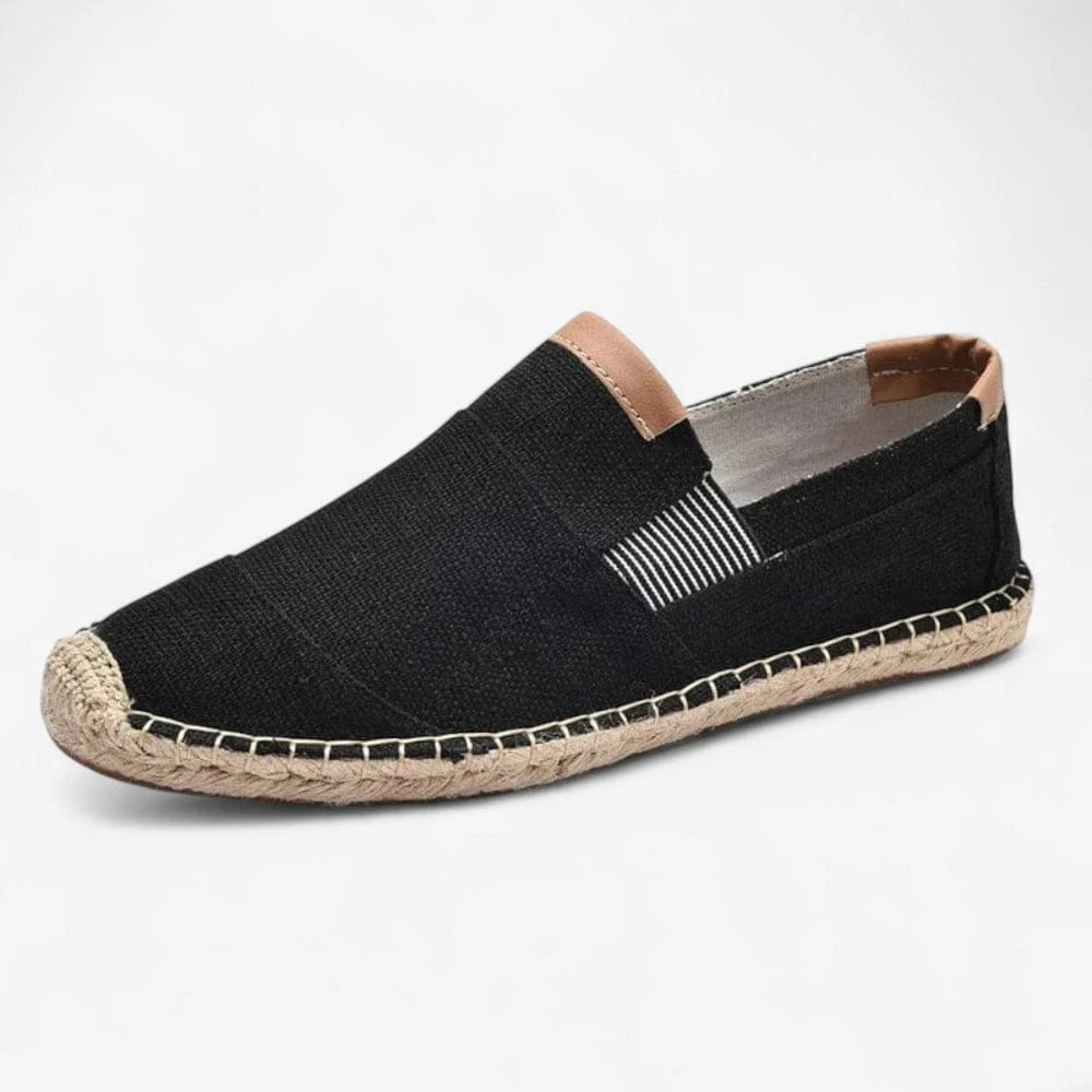 AtelierMocassin Noir / 39 Mocassins Homme en Toile Noire – Style estival chic