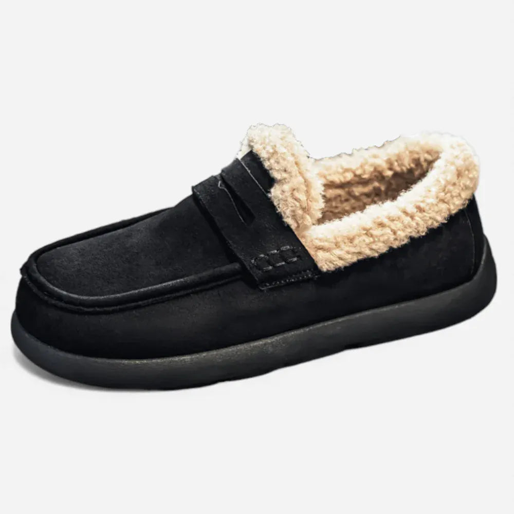 AtelierMocassin Noir / 39 Mocassins Homme Hiver Noirs de Conduite Slip-On