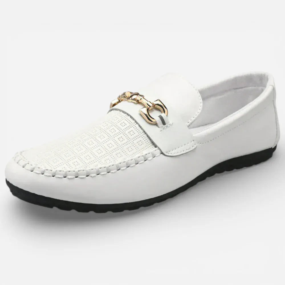 Mocassins Homme en Cuir Blanc Souple Slip-On