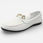 Mocassins Homme en Cuir Blanc Souple Slip-On