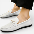 Mocassins Homme en Cuir Blanc Souple Slip-On