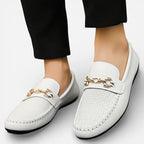 Mocassins Homme en Cuir Blanc Souple Slip-On