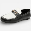 Mocassins Homme en Cuir Noir & Blanc Souple Slip-On
