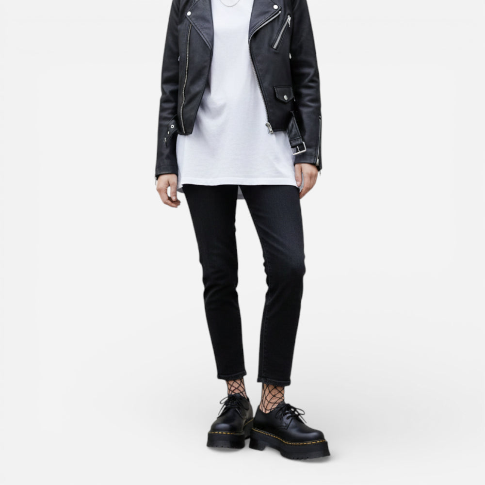 Mocassins Femme en Cuir Noir à Plateforme