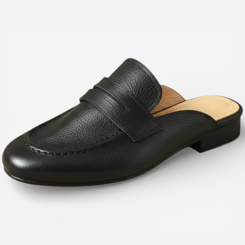 Mocassins Ouverts Femme en Cuir Noir