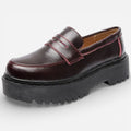 Mocassins Femme en Cuir Bordeaux Plateforme Slip-On
