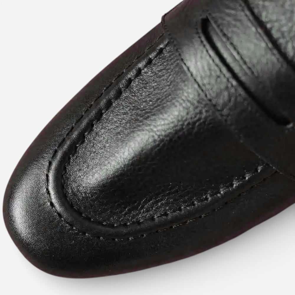 Mocassins Ouverts Femme en Cuir Noir