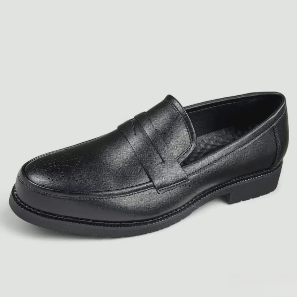 Mocassins Homme en Cuir Noir Vernis Penny Loafer
